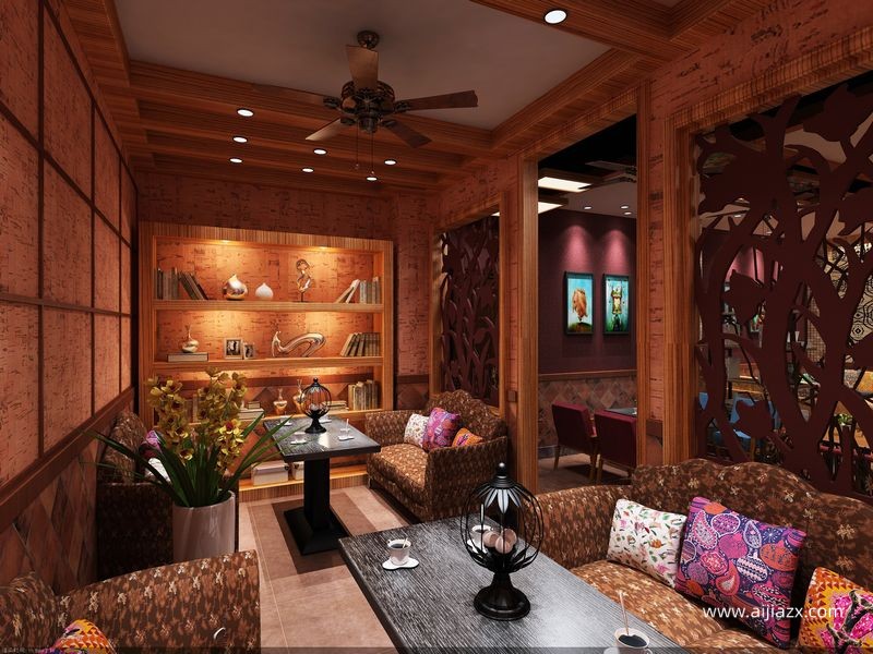 波希米亞風咖啡廳裝修設(shè)計效果圖