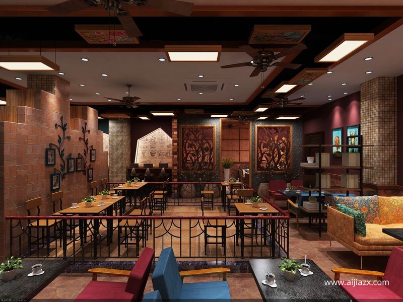 波希米亞風咖啡廳裝修設(shè)計效果圖