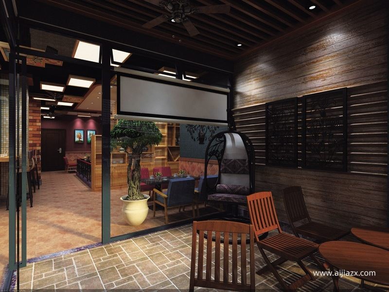 波希米亞風咖啡廳裝修設(shè)計效果圖