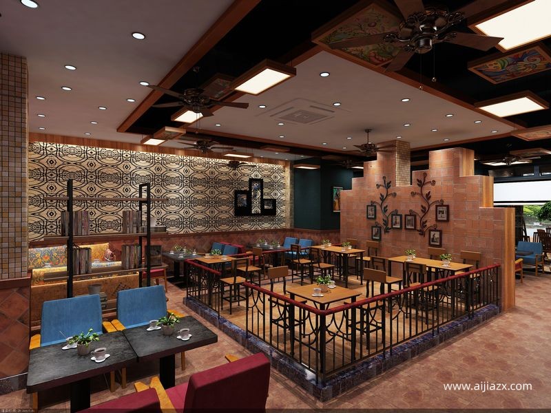 波希米亞風咖啡廳裝修設(shè)計效果圖