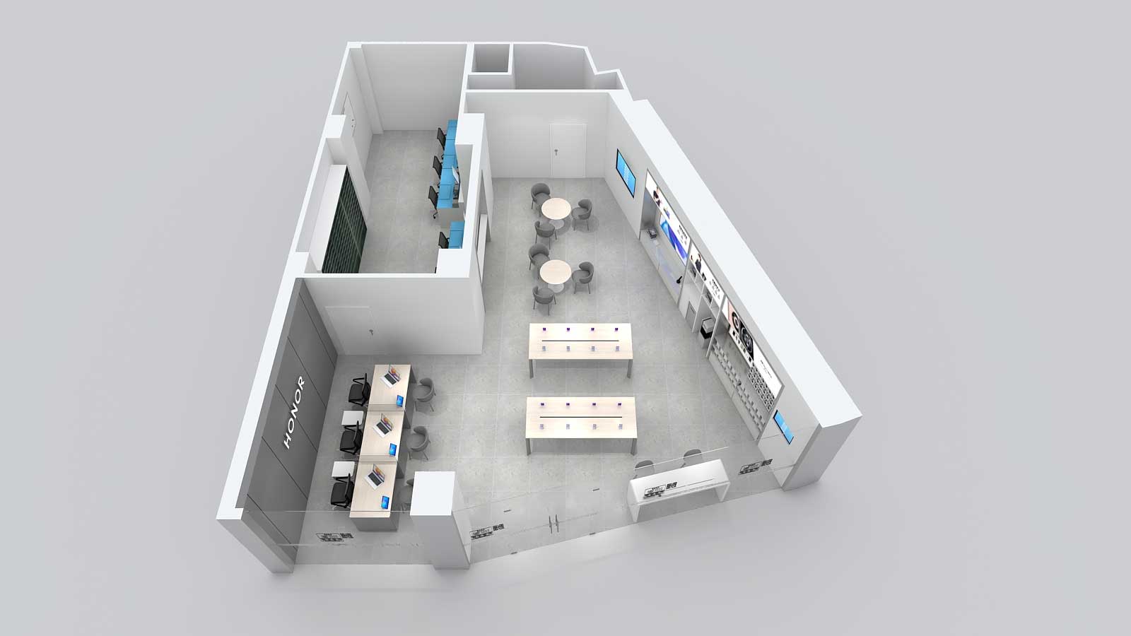 180平米榮耀手機(jī)體驗(yàn)店設(shè)計效果圖