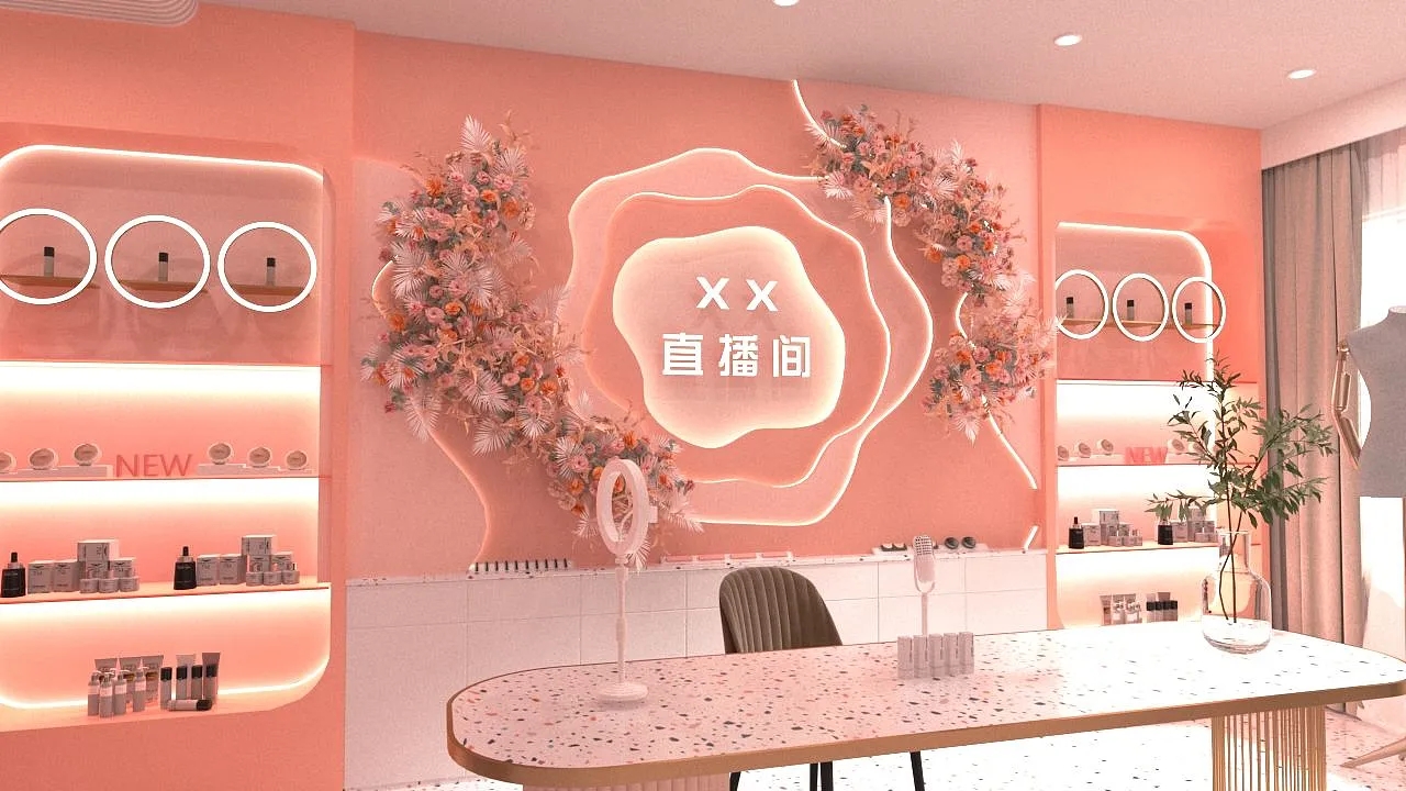 直播間背景墻設(shè)計搭建，直播間背景墻裝修效果圖