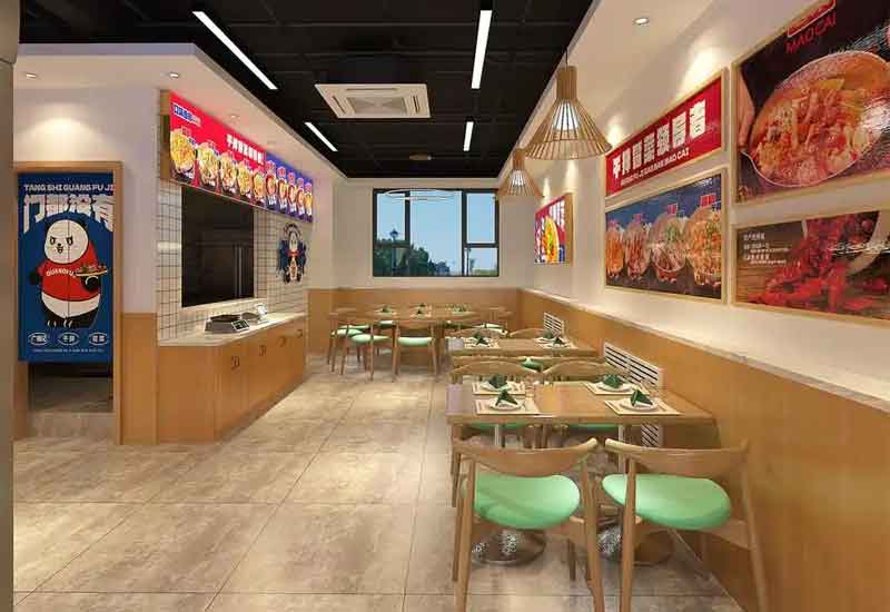 鄭州麻辣燙店裝修設計：熱鬧氛圍與自選餐臺設計