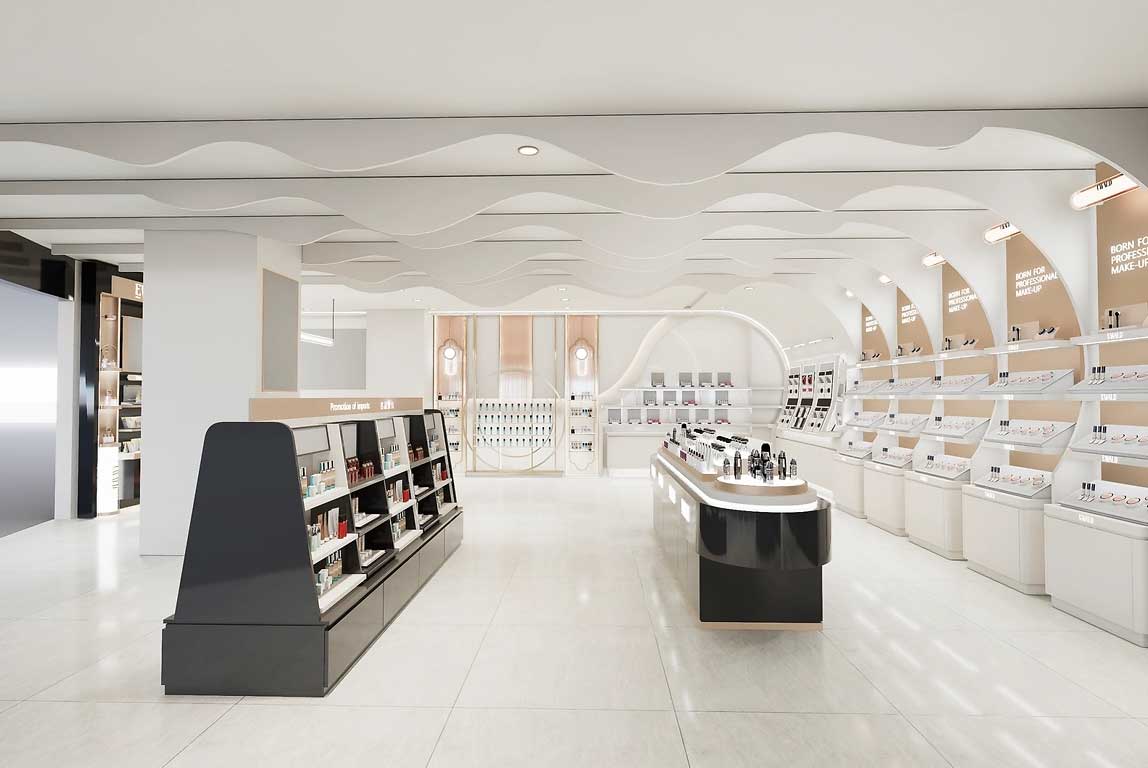90平米鄭州化妝品店直播間設(shè)計效果圖