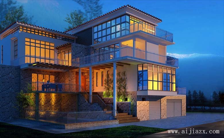 大方質(zhì)樸的現(xiàn)代風格別墅外觀裝修效果圖