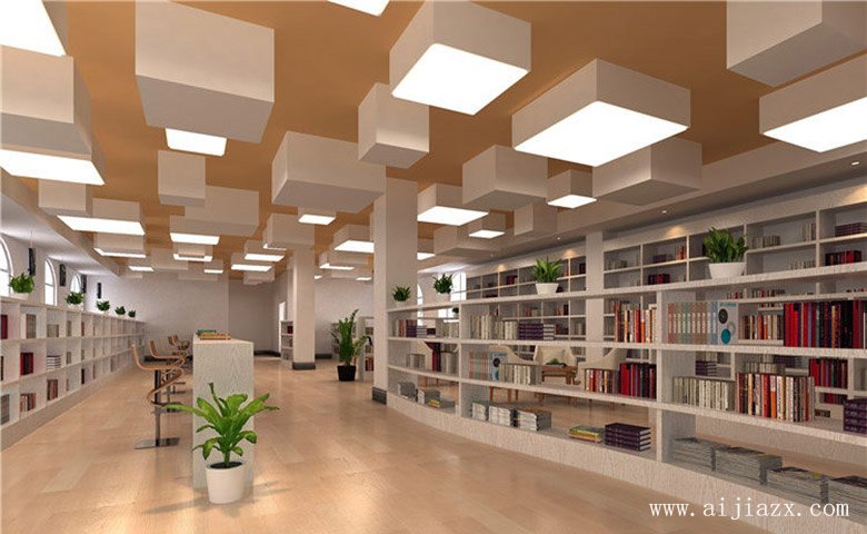 時(shí)尚簡約的圖書館裝修效果圖