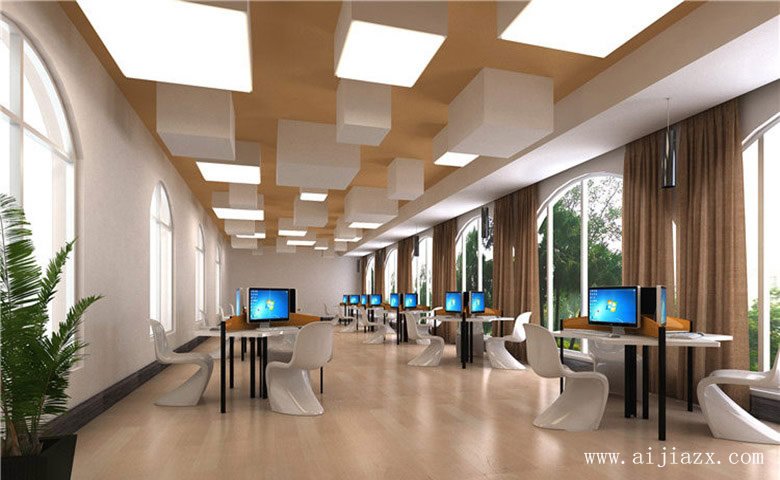 時(shí)尚簡約的圖書館裝修效果圖