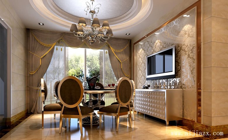 開(kāi)闊明亮的簡(jiǎn)歐風(fēng)格餐廳裝修效果圖