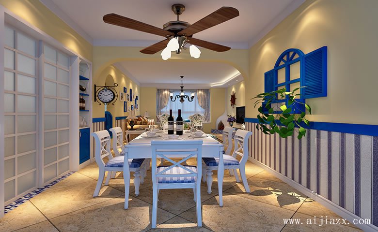 實(shí)用的地中海風(fēng)格飯廳裝修效果圖