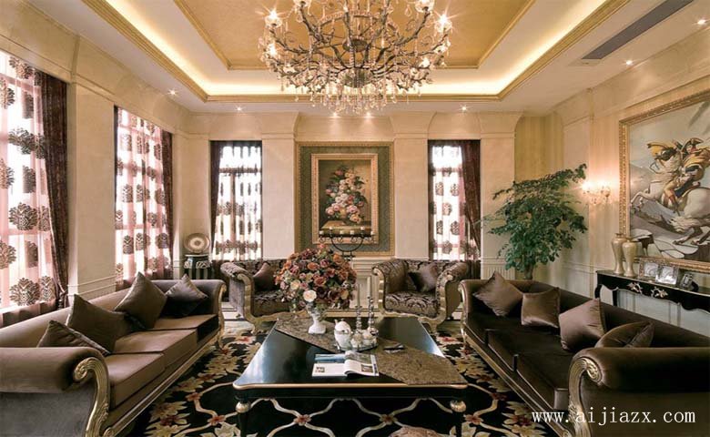開闊大氣的歐式風(fēng)格大戶型客廳裝修效果圖