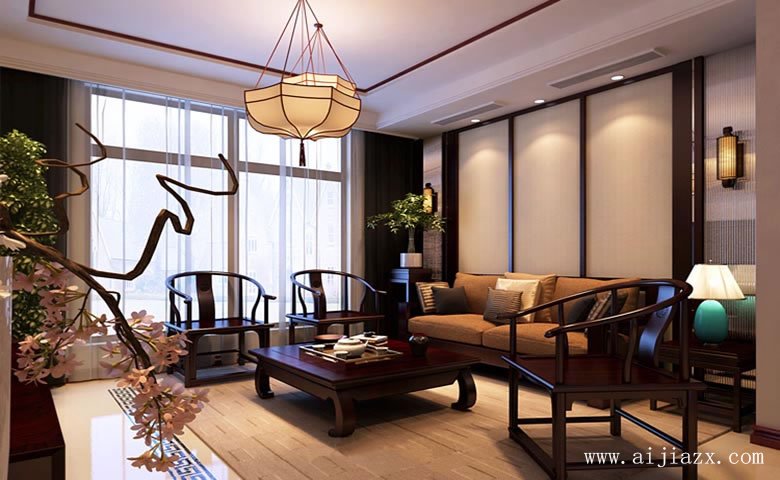 簡(jiǎn)約大方的新中式風(fēng)格客廳裝修效果圖